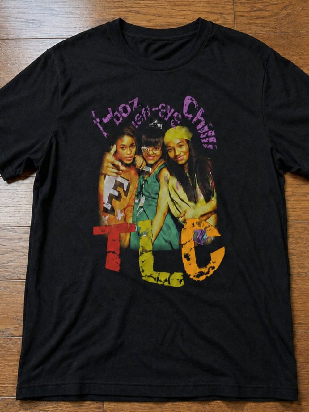 Vintage style TLC T-boz Left-eye Chilli T-shirt reprint